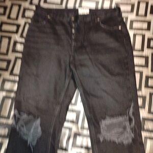 Trendy Distressed Black Boyfriend Jeans